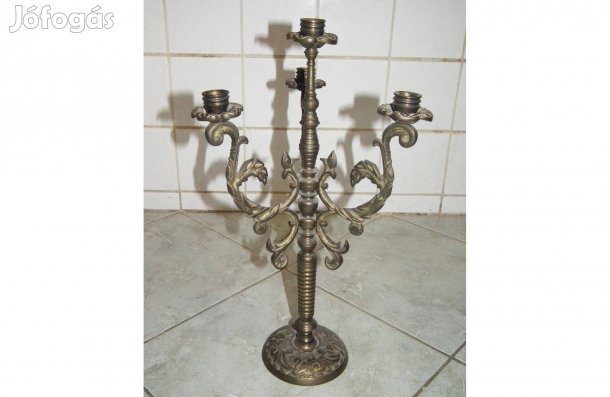 Pazar fajsúlyos nagyméretű négyágú réz gyertyatartó