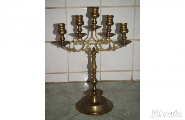 Pazar tömör réz fajsúlyos ötágú gyertyatartó nr.1