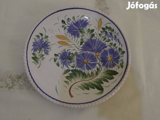 Pázmány mázas kerámia búzavirág mintás falitányér