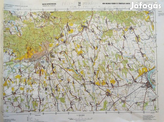 Pécs Mohács Komló Mecsek térkép 1982