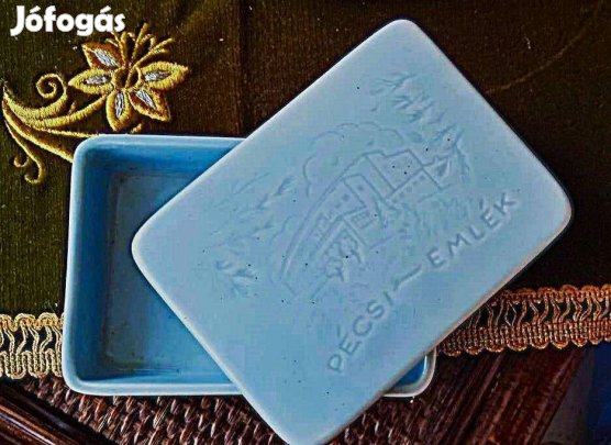 Pécsi emlék: "Hotel Kikelet" régi gránit kártyadoboz/ékszertartó