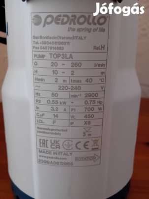 Pedrollo TOP 3LA szivattyú kémiailag agresszív vízre is