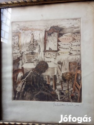 Perlmutter Izsák szignózott színes rézkarc 1920 körül