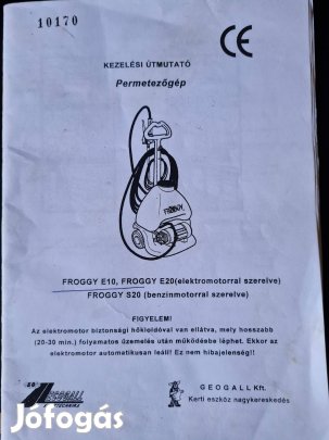 Permetező gép Froggy E10 olasz Gyártmány/vezetékes/Eladó!