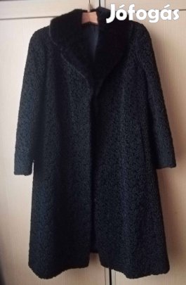 Perzsa bunda, fekete, műszörme gallér,selyem bélés