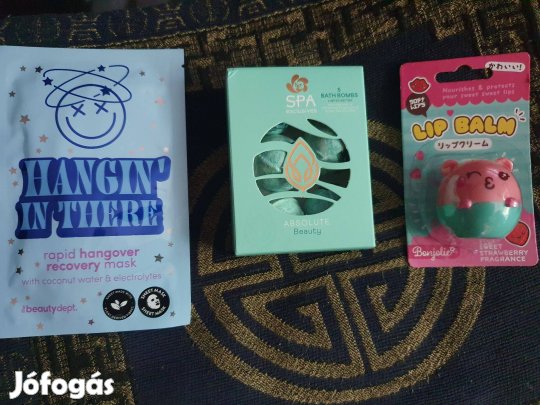 Pezsgő fürdőbomba - zöld tea, menta + Ajakír + Arcmaszk