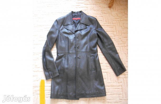 Philip Russel női fekete bőrkabát M-es