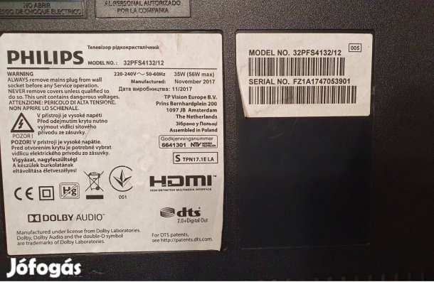 Philips 32Pfs4132/12 LED tv tcon panel 6870C-0438A eladó