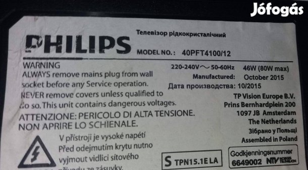 Philips 40PFT4100/12 LED komplett háttér világítás eladó