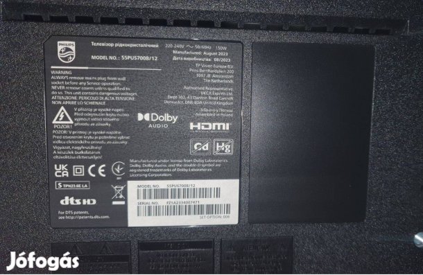Philips 55Pus7008/12 LED LCD tv hibás törött Tcon elkelt!