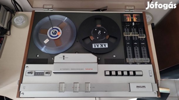 Philips N4416 nagy méretű szalagos/orsós magnó, gyönyörű régiség
