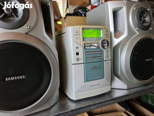 Philips mini hifi cd lejátszó kazettás magnó deck rádio aux bemenet