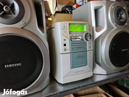 Philips mini hifi cd lejátszó kazettás magnó deck rádio aux bemenet