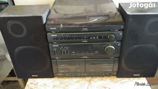 Philips retró lemezjátszós hifi + hangfalai