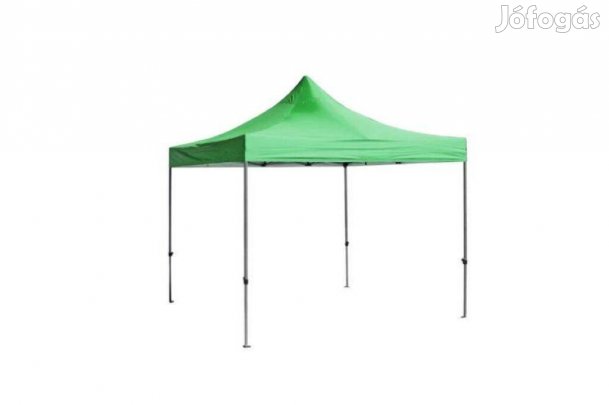 Piaci sátortetős napvédő, 3×3m összecsukható zöld színű napárnyékoló