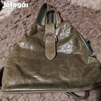 Picard csodaszép női zöld bőr táska hátizsák hátitáska
