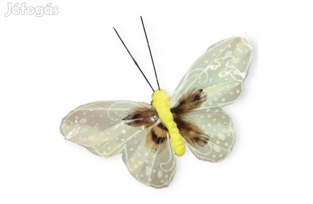 Pillangó függönycsipesz krémszínű dekoráció, 10x7 cm