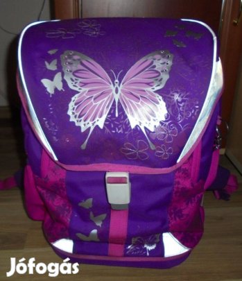 Pillangós sok rekeszes lány iskolatáska italtartóval hátizsák