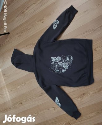 Pillangós szürke kapucnis sportos női pulcsika