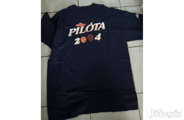 Pilóta Keksz promo egyedi poló ,skék, L méret