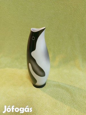 Pingvin formájú Hollóházi kerámia váza (Koczor Sándor)