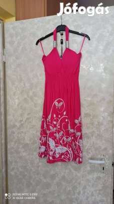 Pink fehér mintás nyári ruha