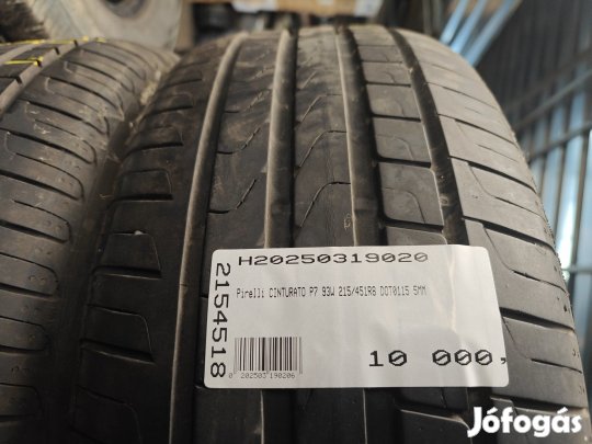 Pirelli CINTURATO P7 93W 215/451R8 DOT0115 5MM HASZNÁLT NYÁRIGUMI W