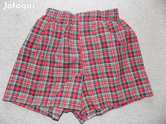 Piros,, kockás Hanes pizsama alsó, boxer, 11 év