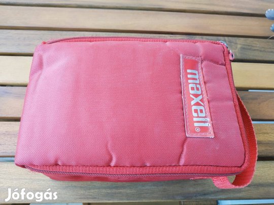 Piros, cipzáras Maxell kazettatartó 10 kazettához - tartalom nélkül