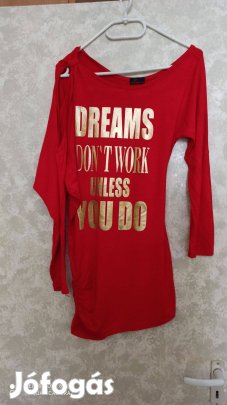 Piros arany feliratos hosszú ujjú tunika