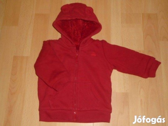 Piros bélelt és kapucnis George pulóver 3-6 hó (méret 68)