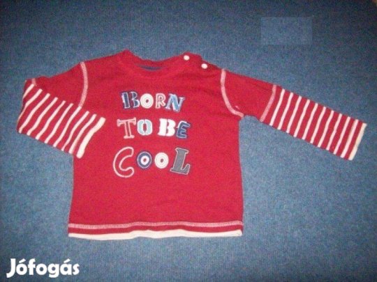 Piros csíkos ujjú hosszú ujjú felső póló 12-18 hó (méret 86)