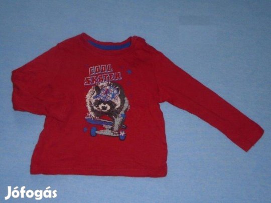 Piros és állat mintás hosszú ujjú felső 2 évesre (méret 86 / 92)