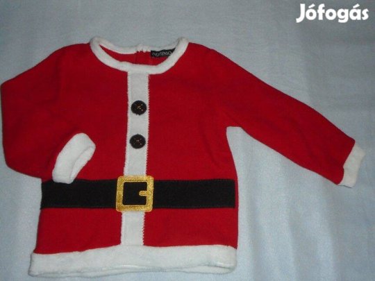 Piros és télapó mintás hosszú ujjú felső 12-18 hó (méret 86)