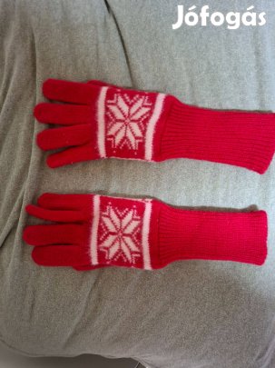 Piros fehér mintás gyerek kesztyű/hosszú