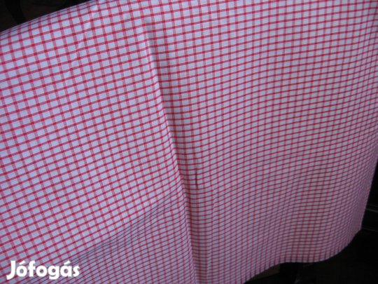 Piros-fehér négyzethálós pamutvászon - méteráru (II/18.)
