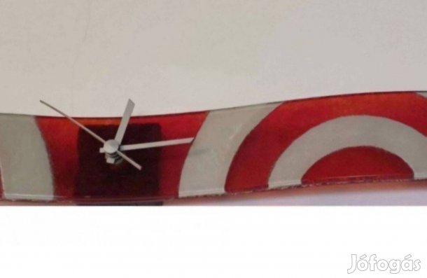 Piros-fehér üveg falióra