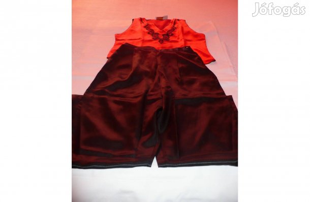 Piros-fekete női pizsama, S-méret