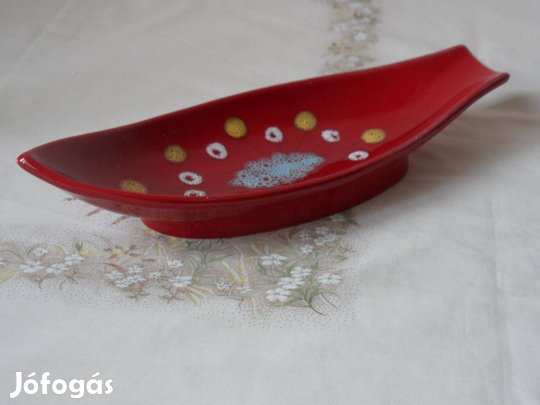 Piros hal alakú porcelán tál, asztalközép ( Olasz )