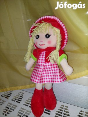Piros kalapos baba 35 cm új