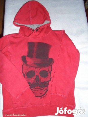 Piros kapucnis pulóver 8-10 évesre (méret 134 / 140)