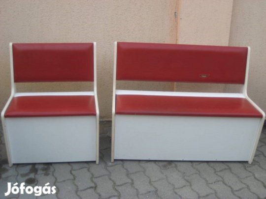 Piros retró étkező ülőke, étkező padok 102 és 61cm