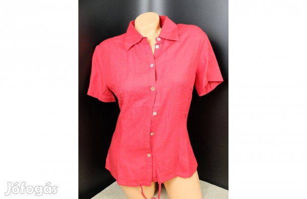 Piros rövid ujjú gombos női ing