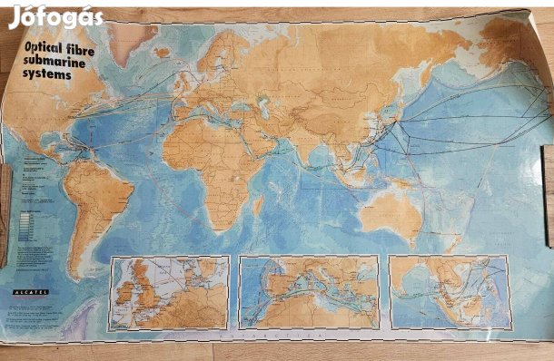 Plakát a tenger alatti optikai kábelek nyomvonaláról