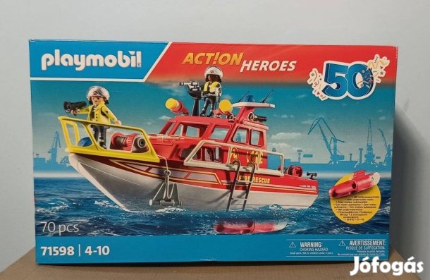 Playmobil Action Heroes 71598 Tűzoltóhajó Víz Alatti Motorral Új