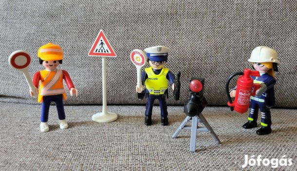 Playmobil City Life kiegészítő alkatrész rendőr tűzoltó útépítő figura