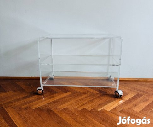 Plexiüveg TV Hifi állvány gurulós kocsi asztal bárpult dohányzóasztal