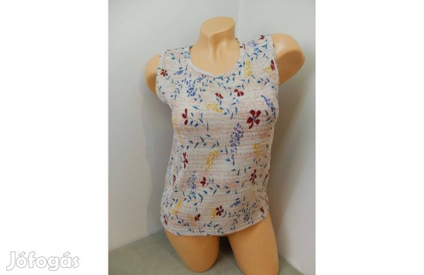 Plissé virágmintás rózsaszín ujjatlan nyári női felső