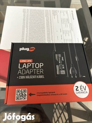 Plugon laptop töltő / adapter 65W - bontatlan, 2 év garancia