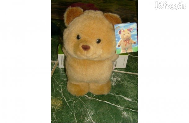 Plüss Maci kezében virággal Valentin napra, álló 22 x 14 cm - Új